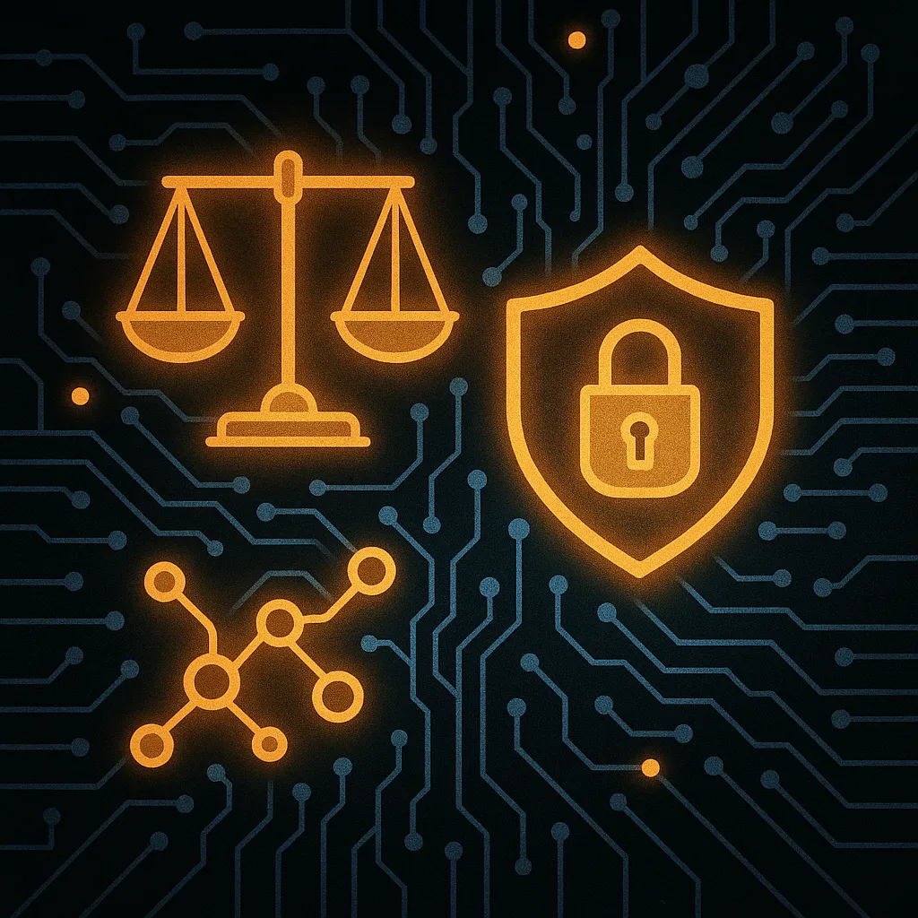 Scales and shield icon symbolising data privacy